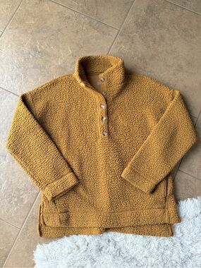 Aerie Cozy Sherpa Pullover Snap-Up Sweater • Size XS